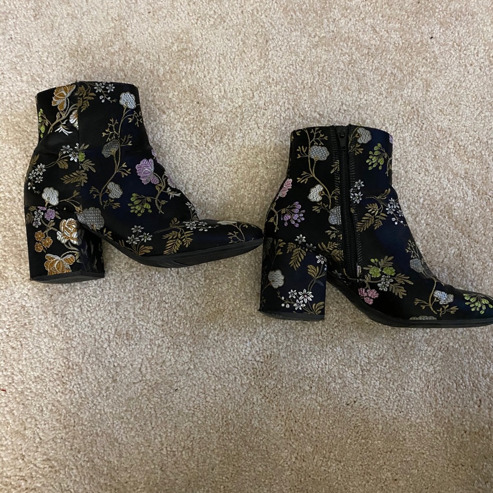 Bar III Floral Ankle Booties